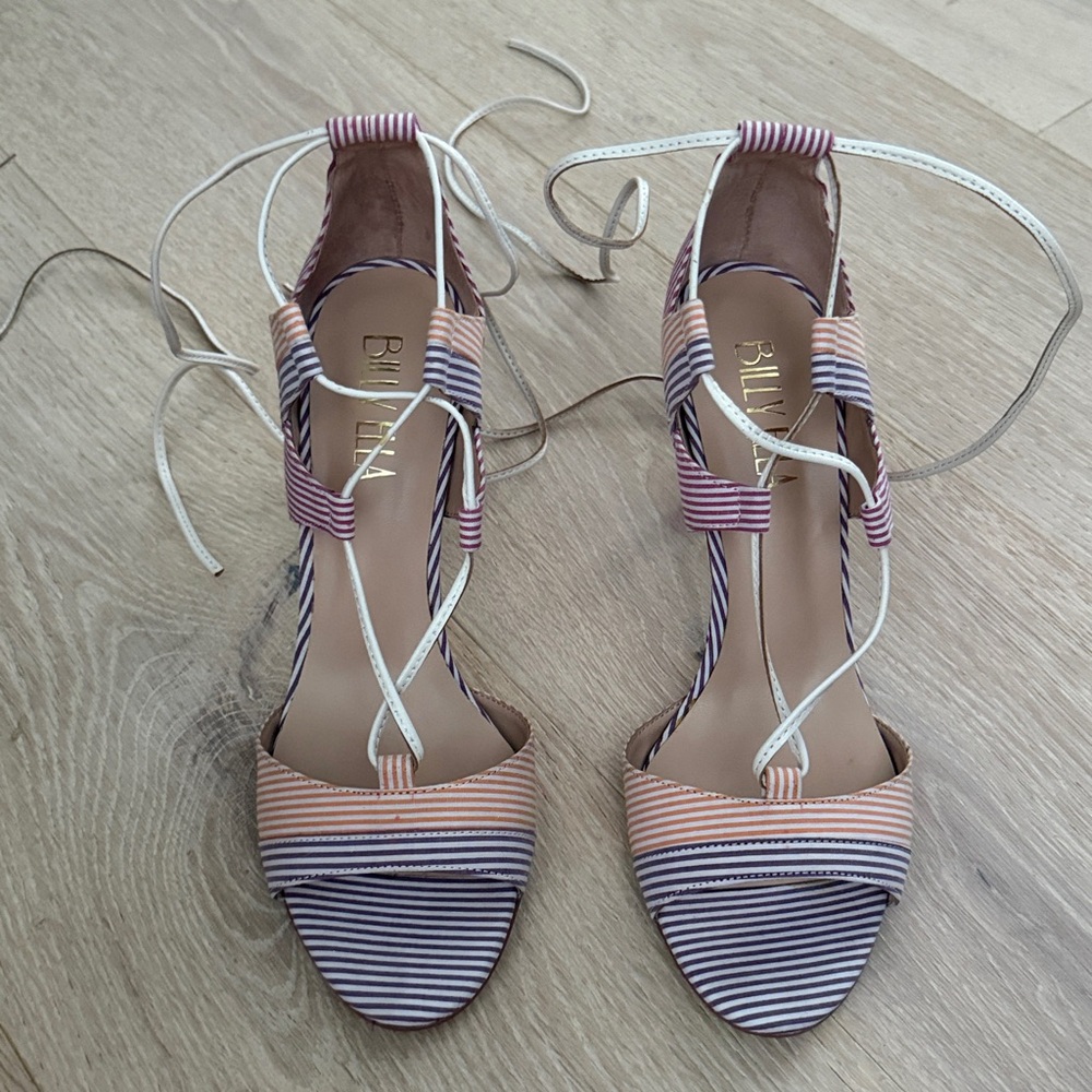 Anthropologie Striped Heels in Purple and Pink